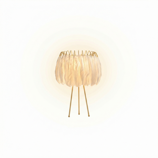 Tafellamp Wit Goud Delicaat Design Unieke Vorm – Plumea - Lumière