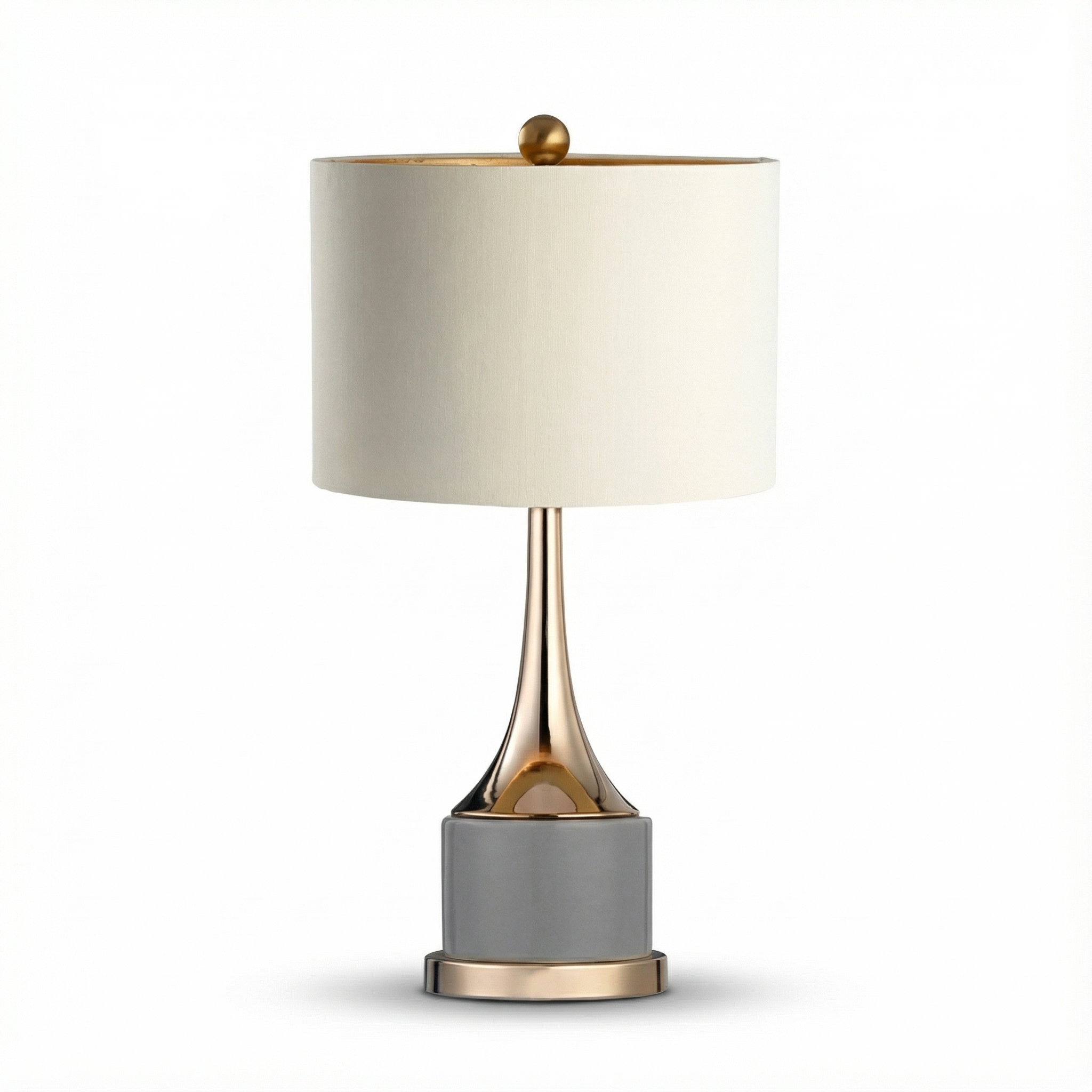 Bedside Lamp Vénusia refined design with gilded iron body and white fabric shade - view 1