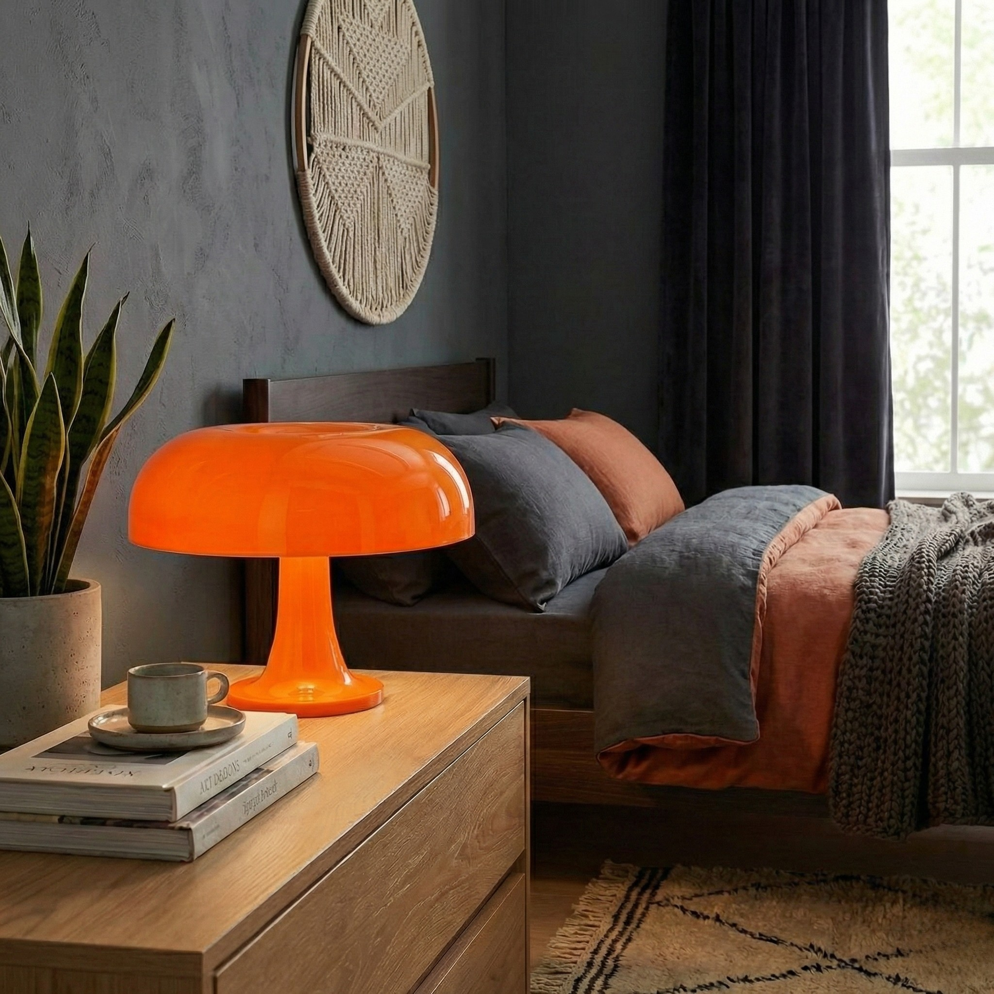 Lampe de table design forme champignon Fungo en ABS blanc ou orange - vue 2