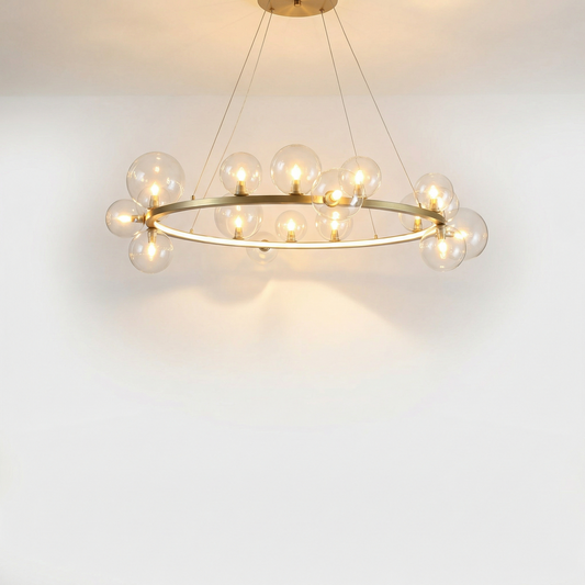 Zilveren Hanglamp Geblazen Glas Maanachtige Ambiance – Velao - Lumière