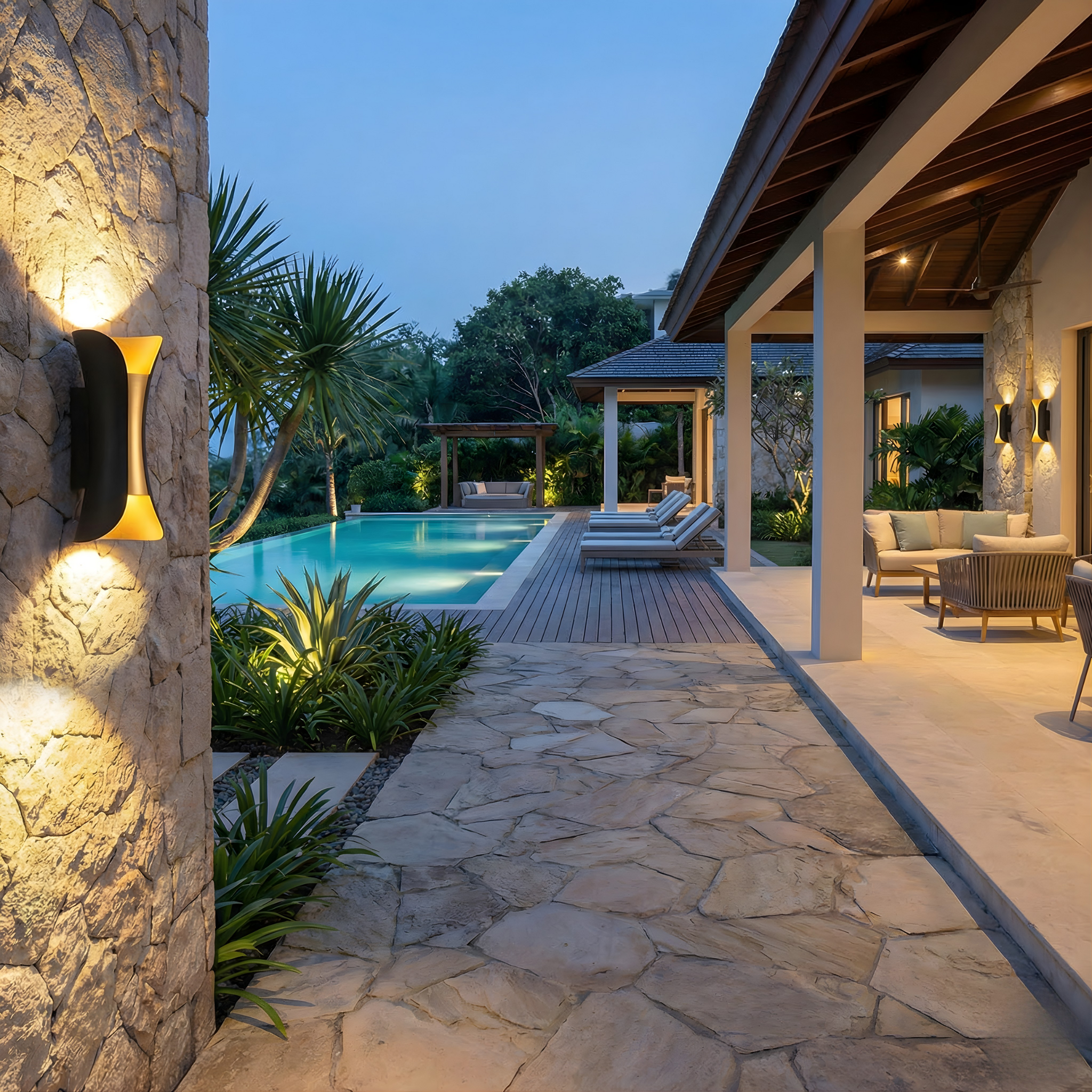 Nexa Directional Outdoor Wall Sconce two-tone black and gold design with COB technology - view 3
