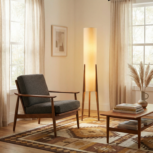 Vloerlamp in nordisch hout voor woonkamer – Armony - Lumière