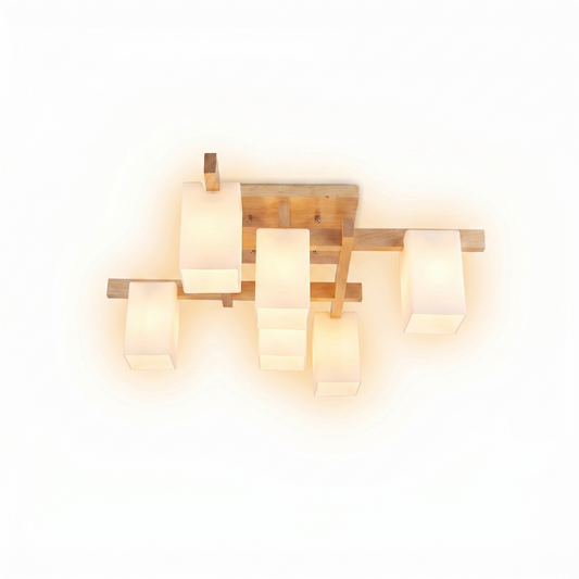 Plafonnier Bois Minimaliste LED Style Japandi – Sélénis - Lumière