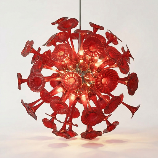 Kroonluchter Rood Geblazen Glas – Spherelumia - Lumière