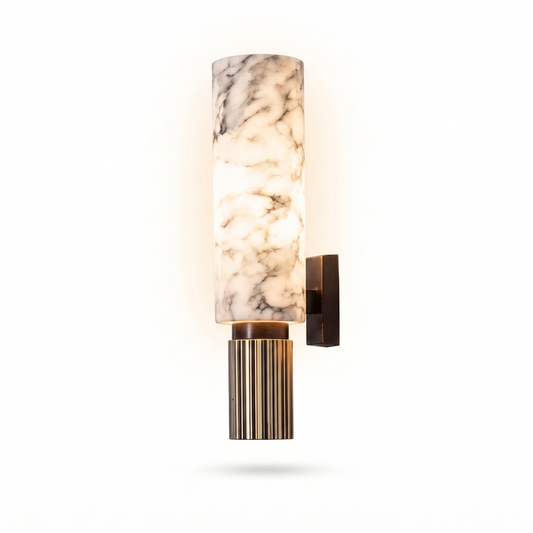 Applique Murale Marbre Albâtre Design Contemporain & Cuivre – Albâtre - Lumière