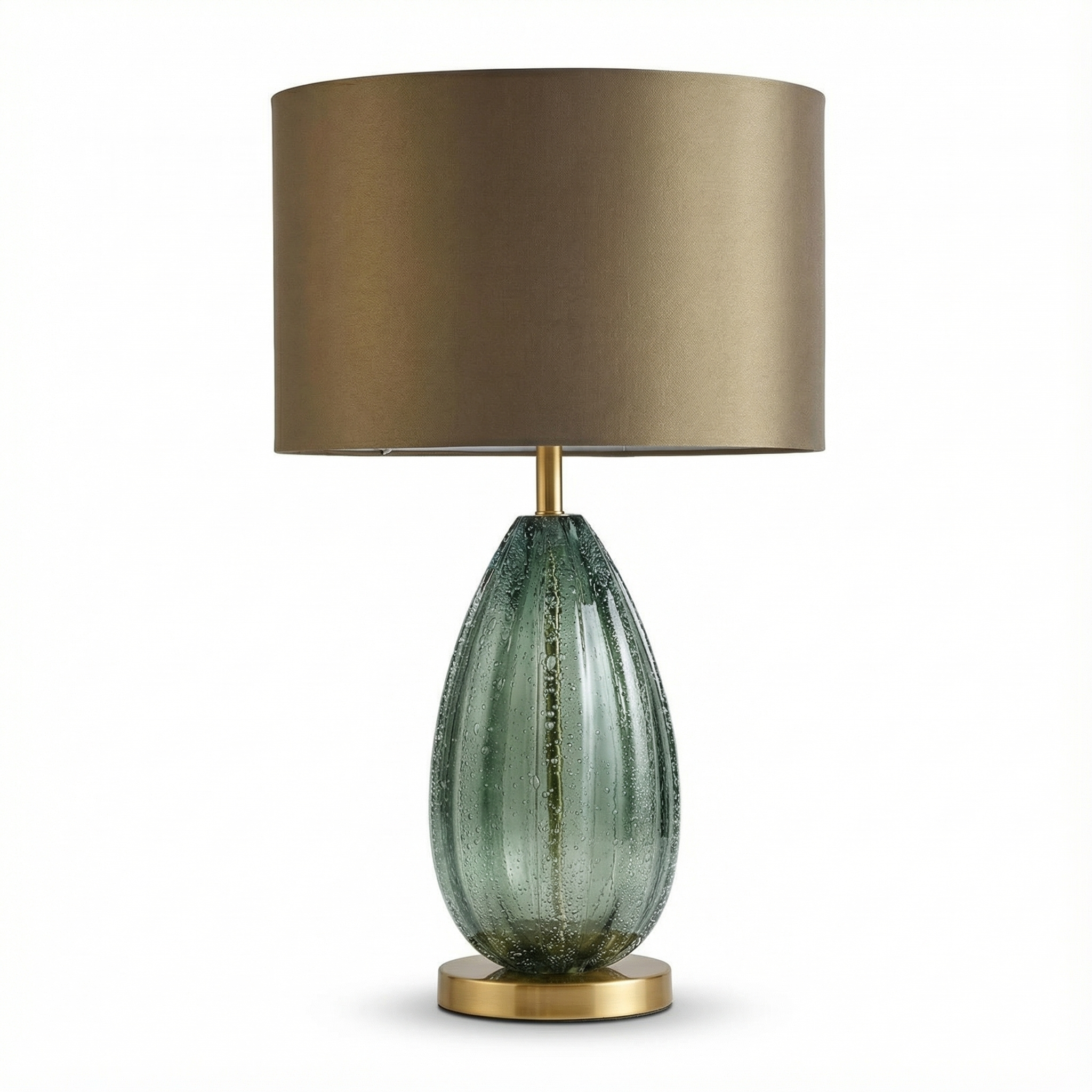 Lampe de chevet Ulmos en verre strié artisanal et métal doré design vintage - vue 1
