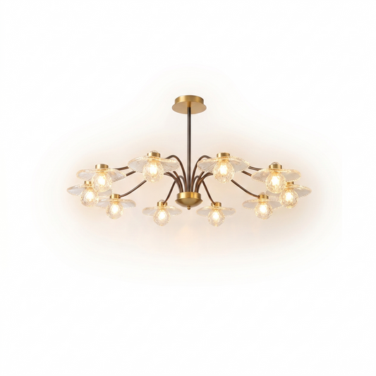 Plafonnier Doré Verre Opalin & Lumière Chaleureuse – Lueur d’Or - Lumière