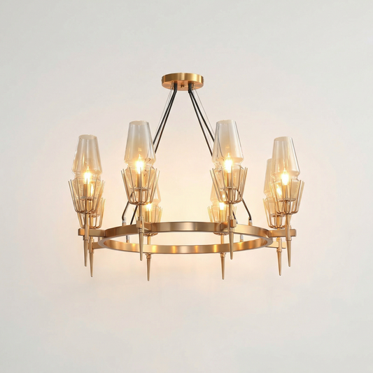 Subtiele hanglamp Gouden afwerking en Opaal bol – Sable Doré - Lumière