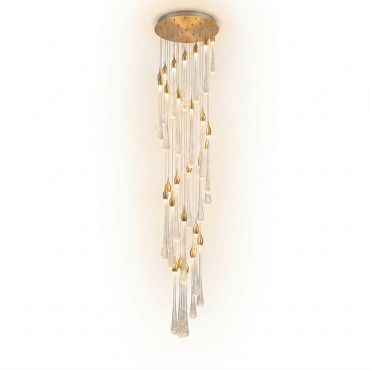 Lustre Cristal Doré pour Escalier – Cristalya - Lumière