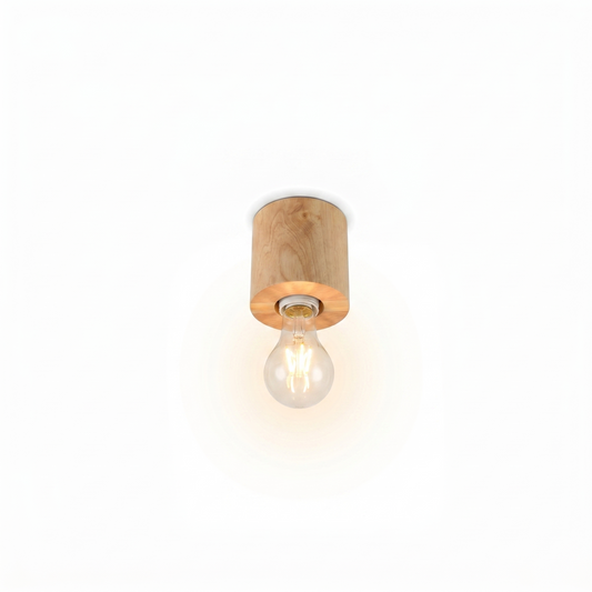 Plafonnier bois naturel minimaliste salon – Modèle Norvian - Lumière