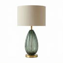 Lampe de Table Design Verre Ambré & Métal – Prisma