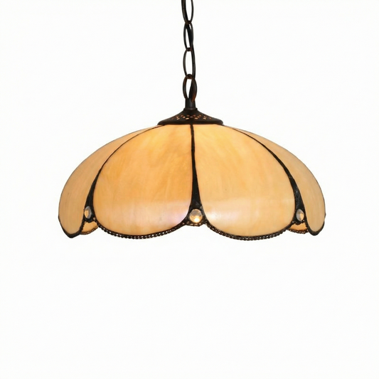 Tiffany-Hanglamp Goudachtig Amber Glas – Aurélise - Lumière