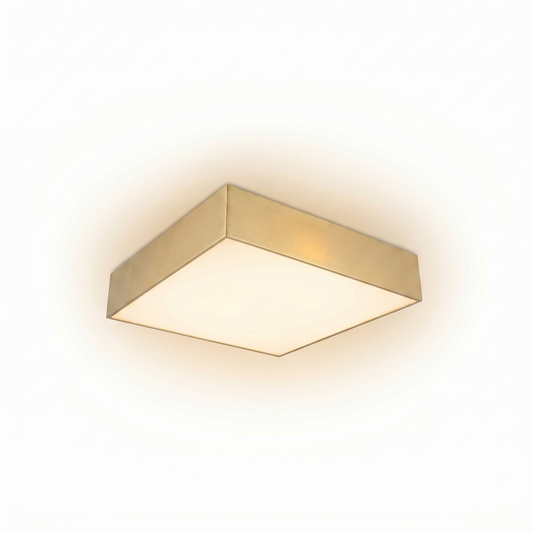 Plafonnier carré minimaliste blanc salon – Modèle Noréalis - Lumière