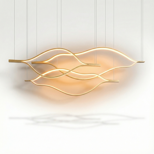 Postmoderne kroonluchter in verguld aluminium – Auralys - Lumière