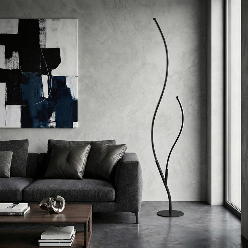 Lampadaire moderne design deux branches aluminium forme organique - vue 4