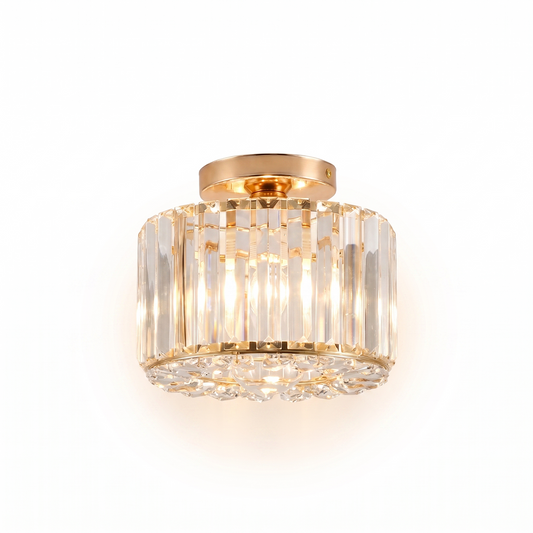 Plafonnier Cristal Doré Contemporain – Seraphinea - Lumière