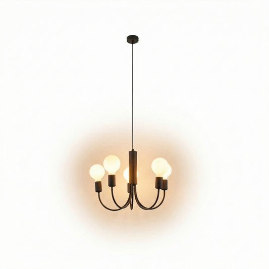 Minimalistische Zwarte Kroonluchter 5 Lampen – Model Orfeyra - Lumière