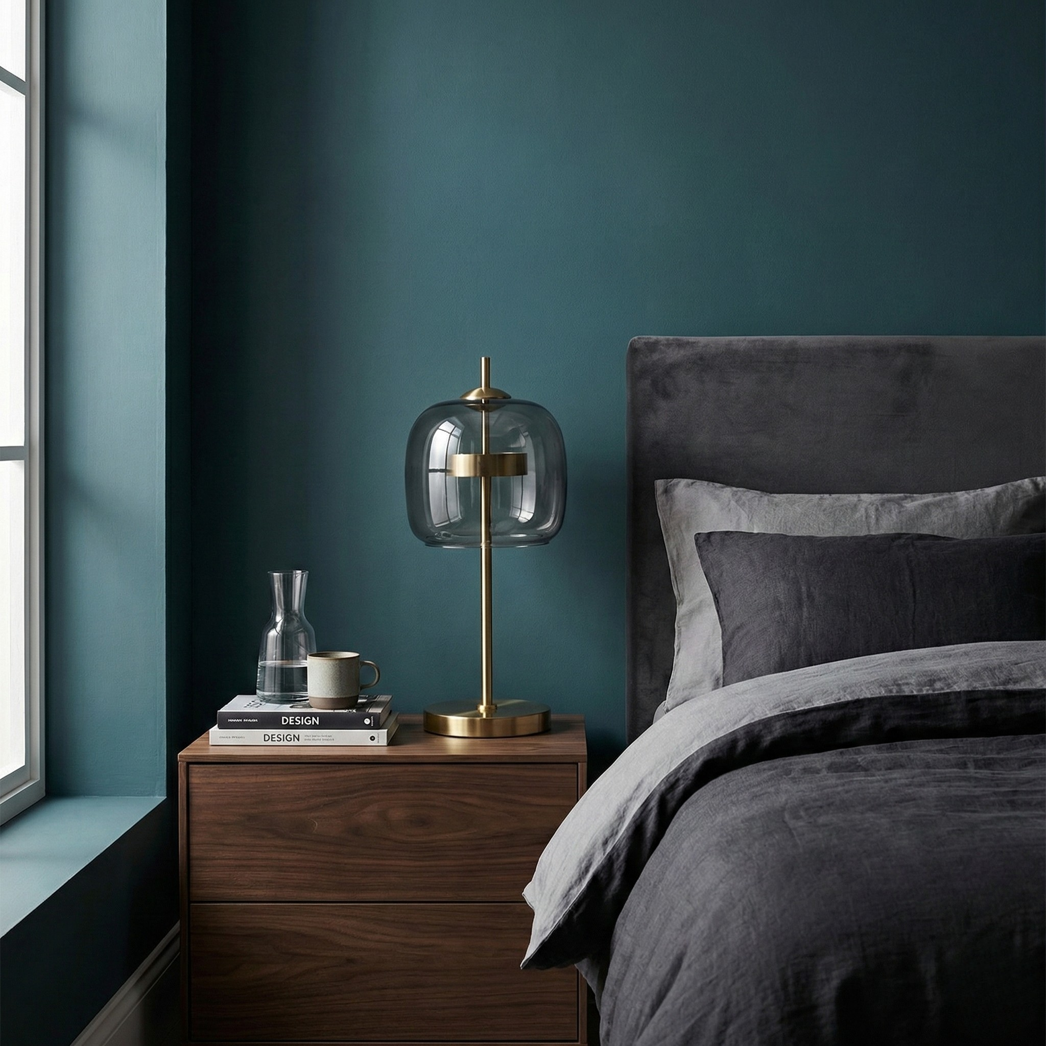 Lampe de chevet moderne Xiumis globe en verre et base métal doré brossé - vue 2