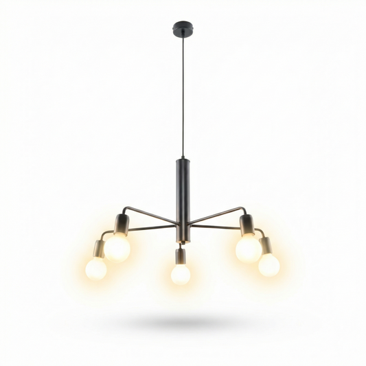 Industrieel zwart plafondlicht 5 lampen woonkamer – Modèle Arkanis - Lumière