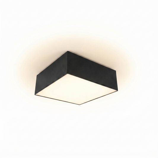 Plafonnier carré noir minimaliste salon – Modèle Narythia - Lumière