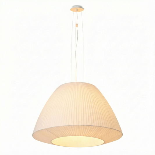 Kroonluchter met wit geplooide stof design voor woonkamer – modèle Elaria - Lumière