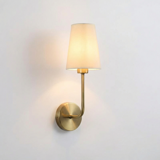 Wandlamp Interieur Chic Linnen & Gouden Metaal Kap – Lumara - Lumière