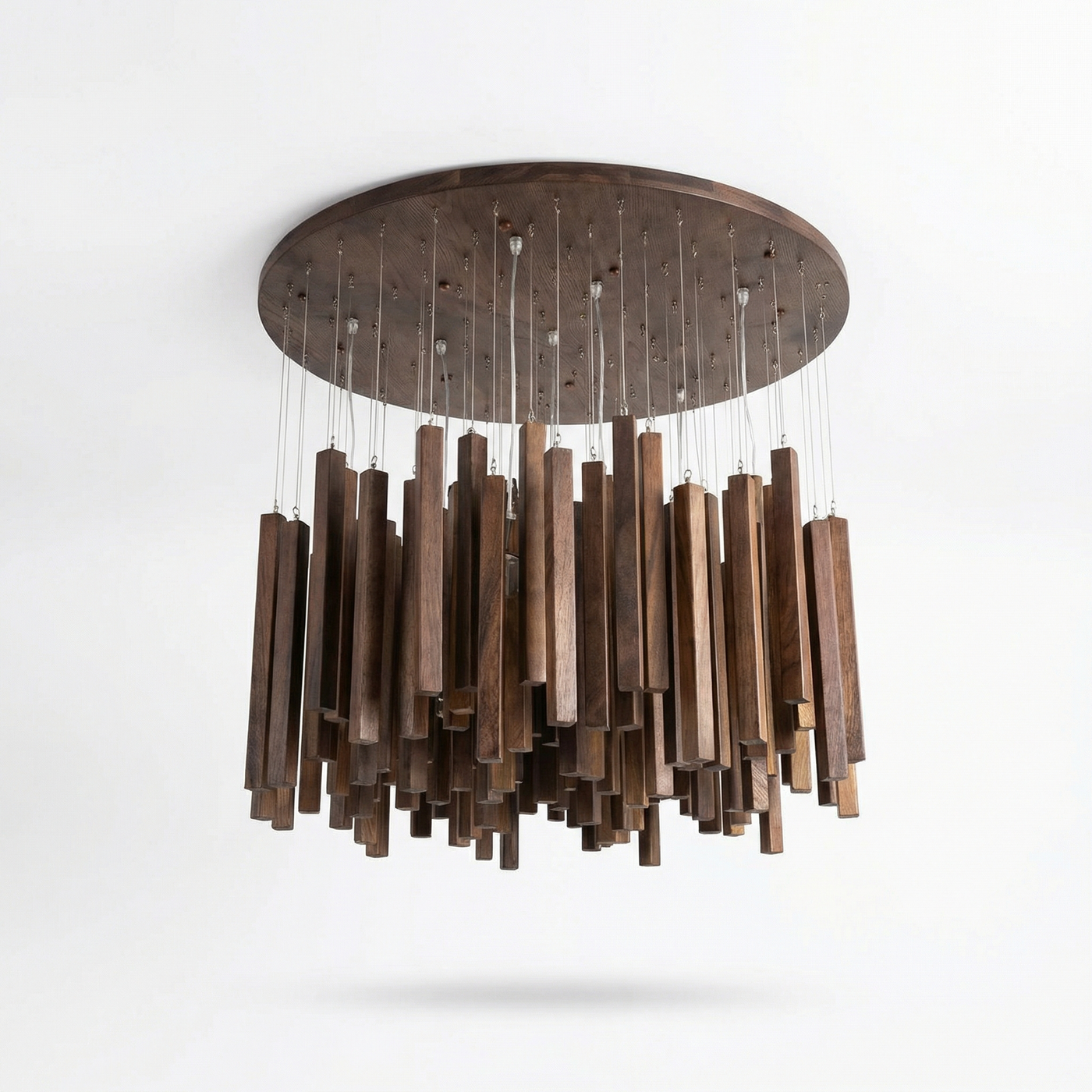 Vergoldete Holzpendelleuchte für Wohnzimmer – Zénithar