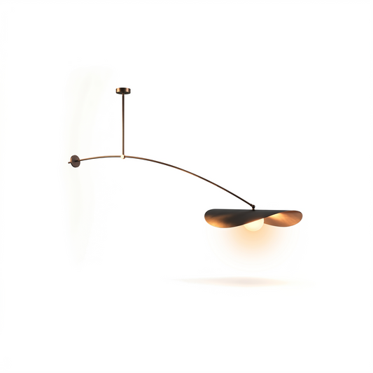 Plafonnier Contemporain Verre Ambré & Métal – Orbion - Lumière