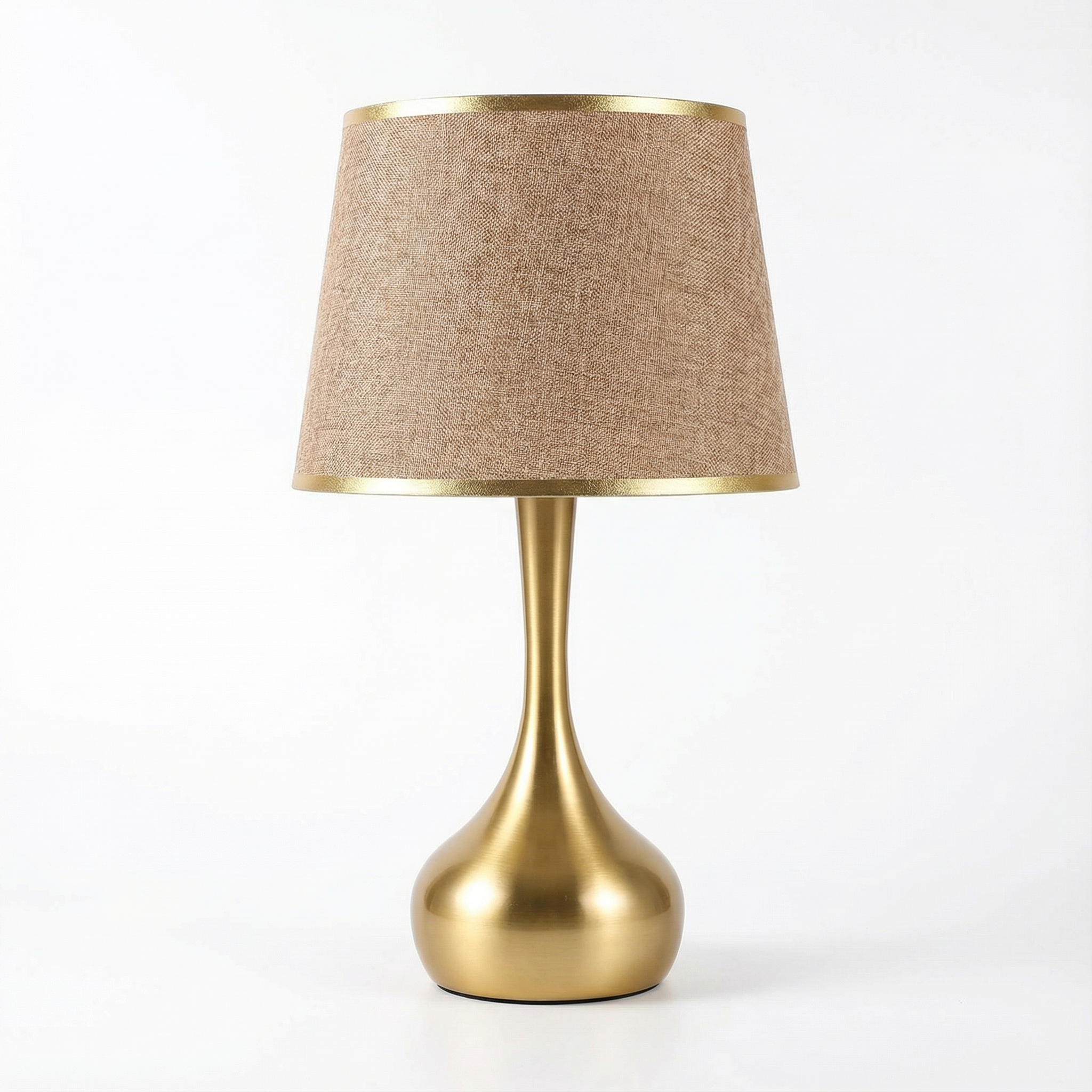Lampe de table sophistiquée Luminis base métal doré abat-jour tissu ambiance cosy - vue 1