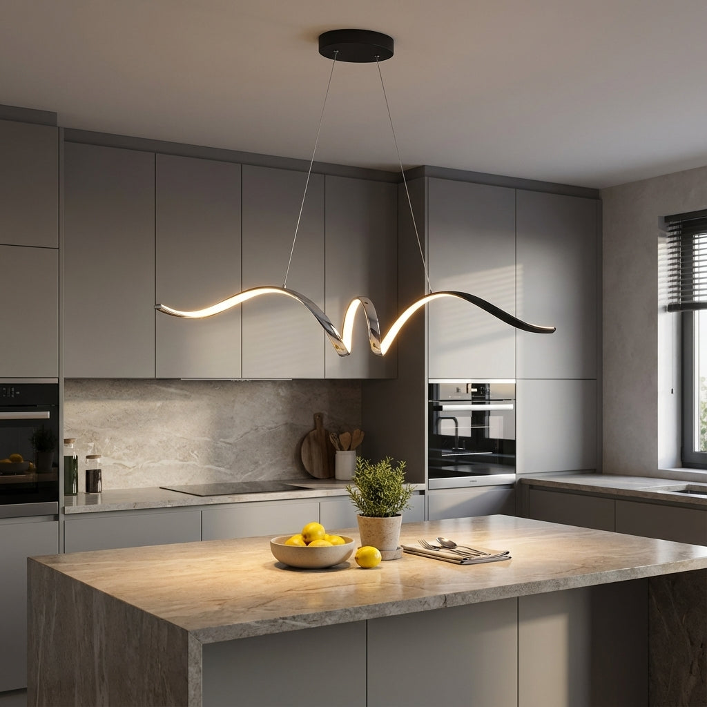 Modern LED Ceiling Light Suspension Fluid Wavy Forms Minoa - View 3