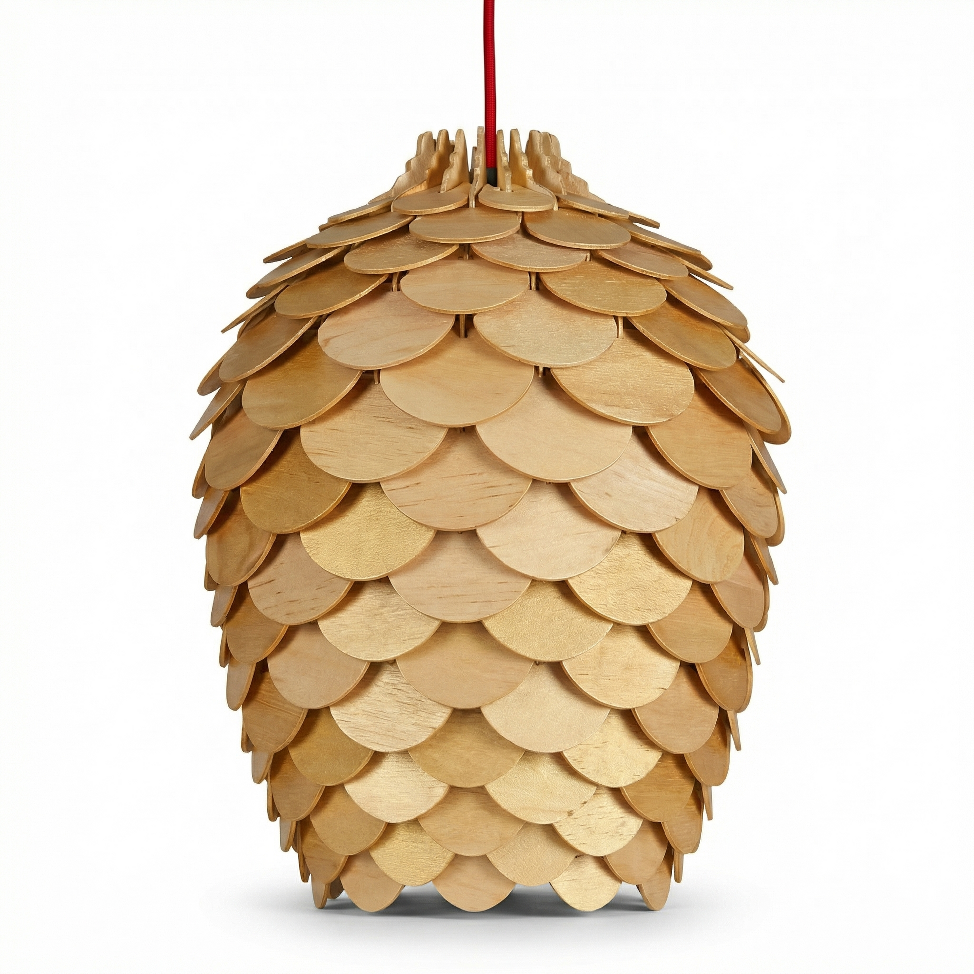 Suspension luminaire bois sculpté nature forme arrondie Orena - vue 1