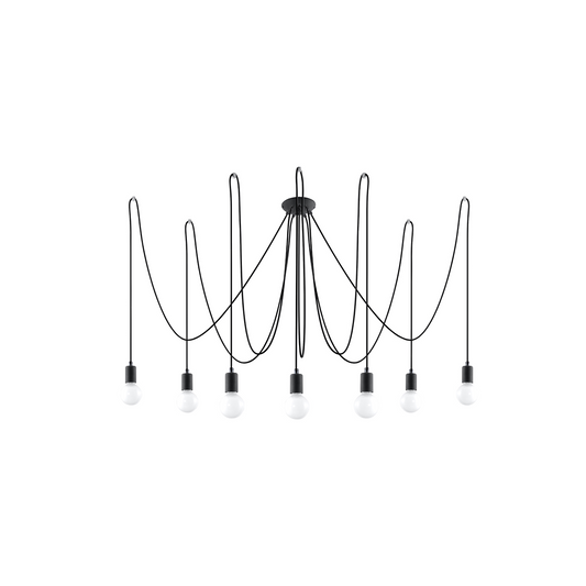 Minimalistische zwarte kroonluchter met 7 lampen – model Arsidor