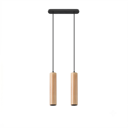 Suspension bois naturel scandinave 2 lumières – Nørvaya
