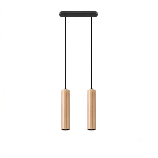 Suspension bois naturel scandinave 2 lumières – Nørvaya