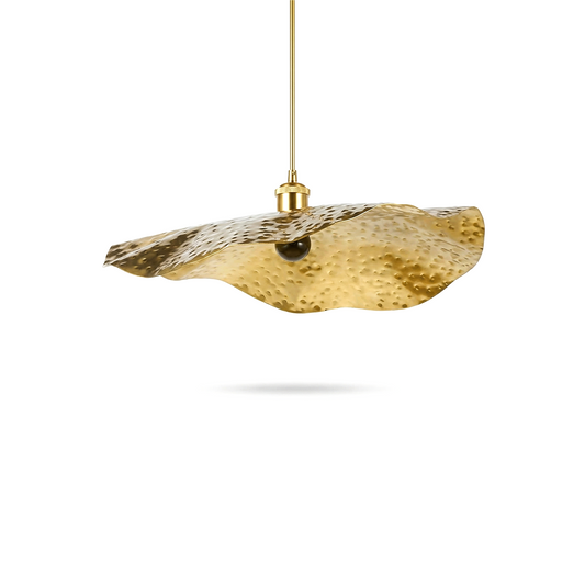 Suspended Brass Rippled Metal Light – Lumina Wave