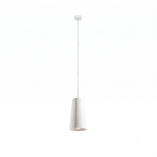Suspension cône céramique blanche salon – Modèle Lysandra
