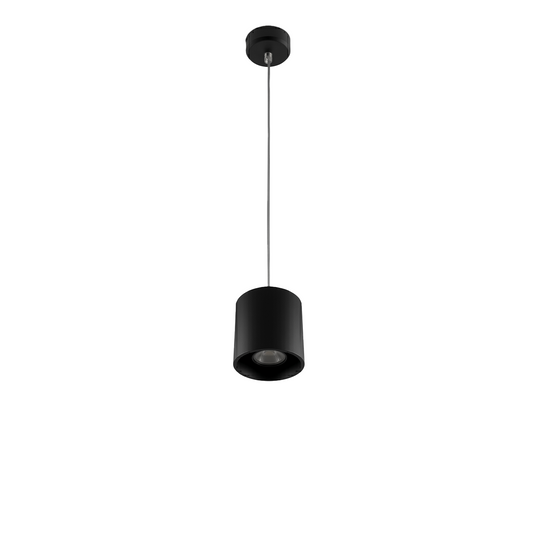 Moderne schwarze zylindrische Pendelleuchte – Asterion