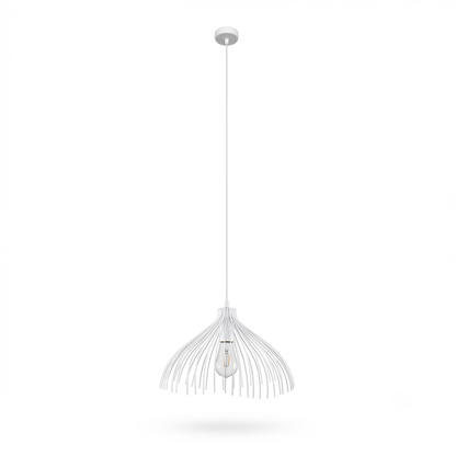 Suspension industrielle acier blanc séjour – Modèle Zyralis