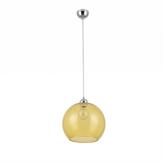 Suspension boule verre ocre minimaliste – modèle Solenya