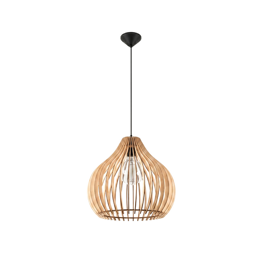 Scandinavian natural wood pendant light for living room – Norysia model