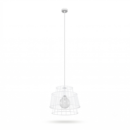 Suspension industrielle fil métallique blanche – Modèle Arcanis
