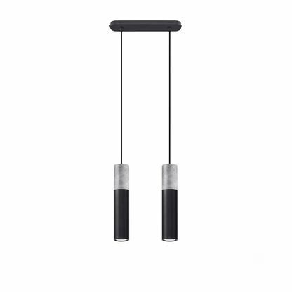 Suspension béton noir industrielle 2 lumières – Modèle Noccera