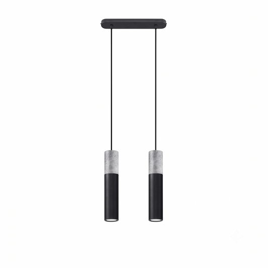 Suspension béton noir industrielle 2 lumières – Modèle Noccera
