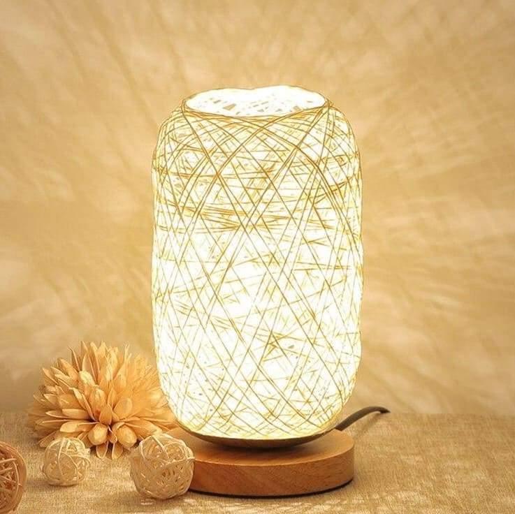 Lampe Rotin Bois Design Naturel Blanc – Veluma