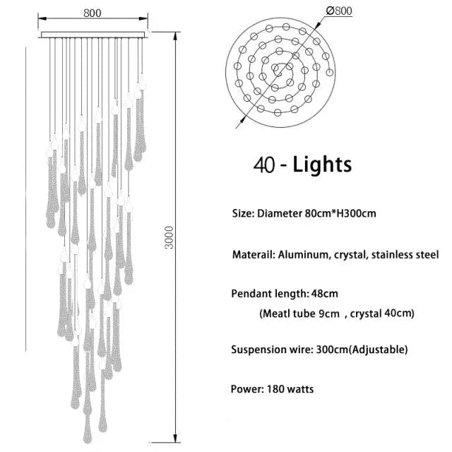 Lustre Cristal Doré pour Escalier – Oréade