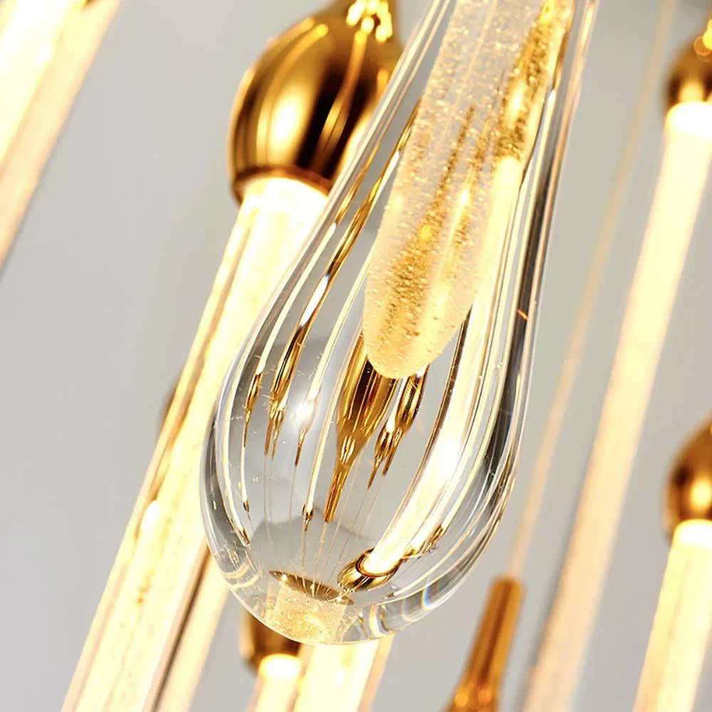 Lustre Cristal Doré pour Escalier – Oréade