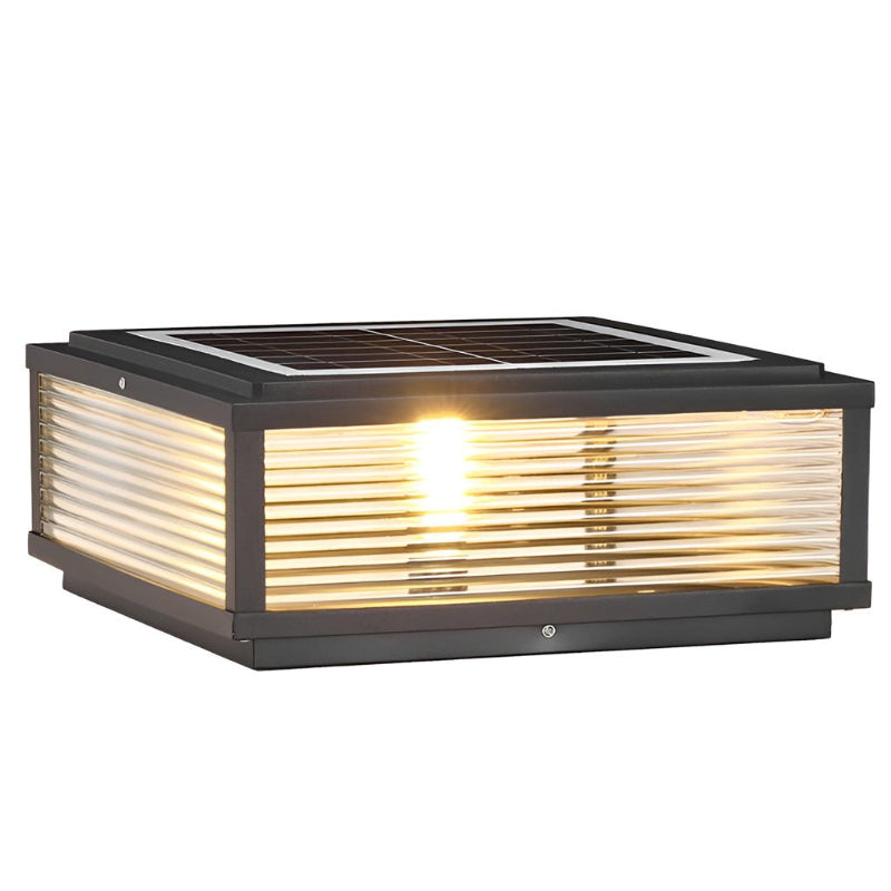 Buitenstaande Lamp met Geribd Zwart Glas – Veraluce