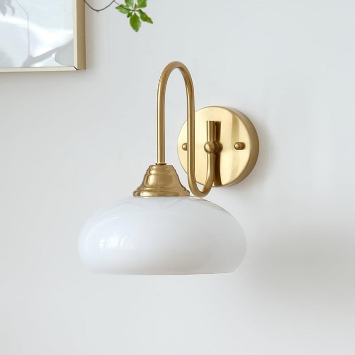 Minimalist wall sconce Eléganza in textured glass and polished metal – view 22