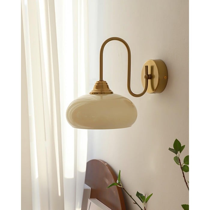 Minimalist wall sconce Eléganza in textured glass and polished metal – view 24