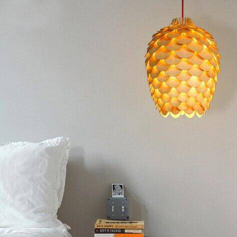 Suspension luminaire bois sculpté nature forme arrondie Orena - vue 9